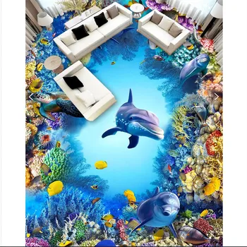 beibehang картина Морской мир Дельфин биота, Водонепроницаемая ванная комната, кухня, балкон, обои из ПВХ, наклейка на стену, настенная роспись 3D