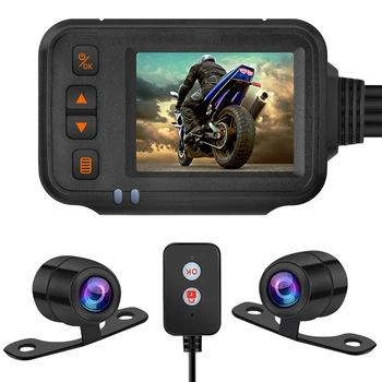 Видеорегистратор Для мотоцикла, 2-дюймовый IPS Экран 1080P + 720P с двойным AHD Видеорегистратором для велосипеда, G-Сенсор, Режим парковки, Видеорегистратор Для вождения, Черный
