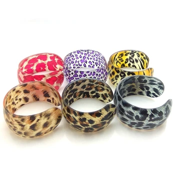 Леопардовый пластиковый браслет, Оптовая продажа Модных ювелирных изделий, Акриловый Большой браслет