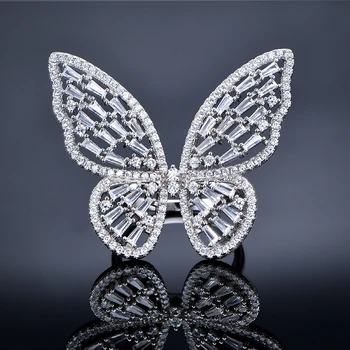 Модная индивидуальность, Открытое кольцо с феей-бабочкой, Снежное кольцо, ювелирные изделия, действительно яркое элегантное обручальное кольцо