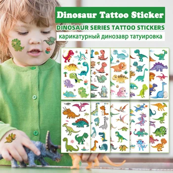 Новые наклейки с татуировками динозавров, Водонепроницаемые Детские Наклейки с изображением Милого Мультяшного Тираннозавра, Птерозавра, игрушки для вечеринки, наклейки с татуировками