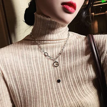 Роскошное ожерелье с нишевым дизайном, женская индивидуальность, простая подвеска с темпераментом, длинное осенне-зимнее ожерелье-свитер